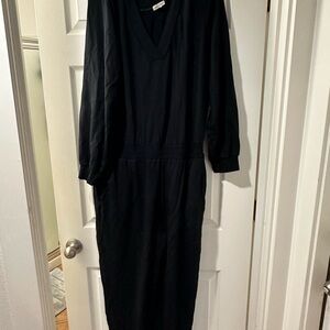 Garnet Hill Black V-Neck Jumpsuit